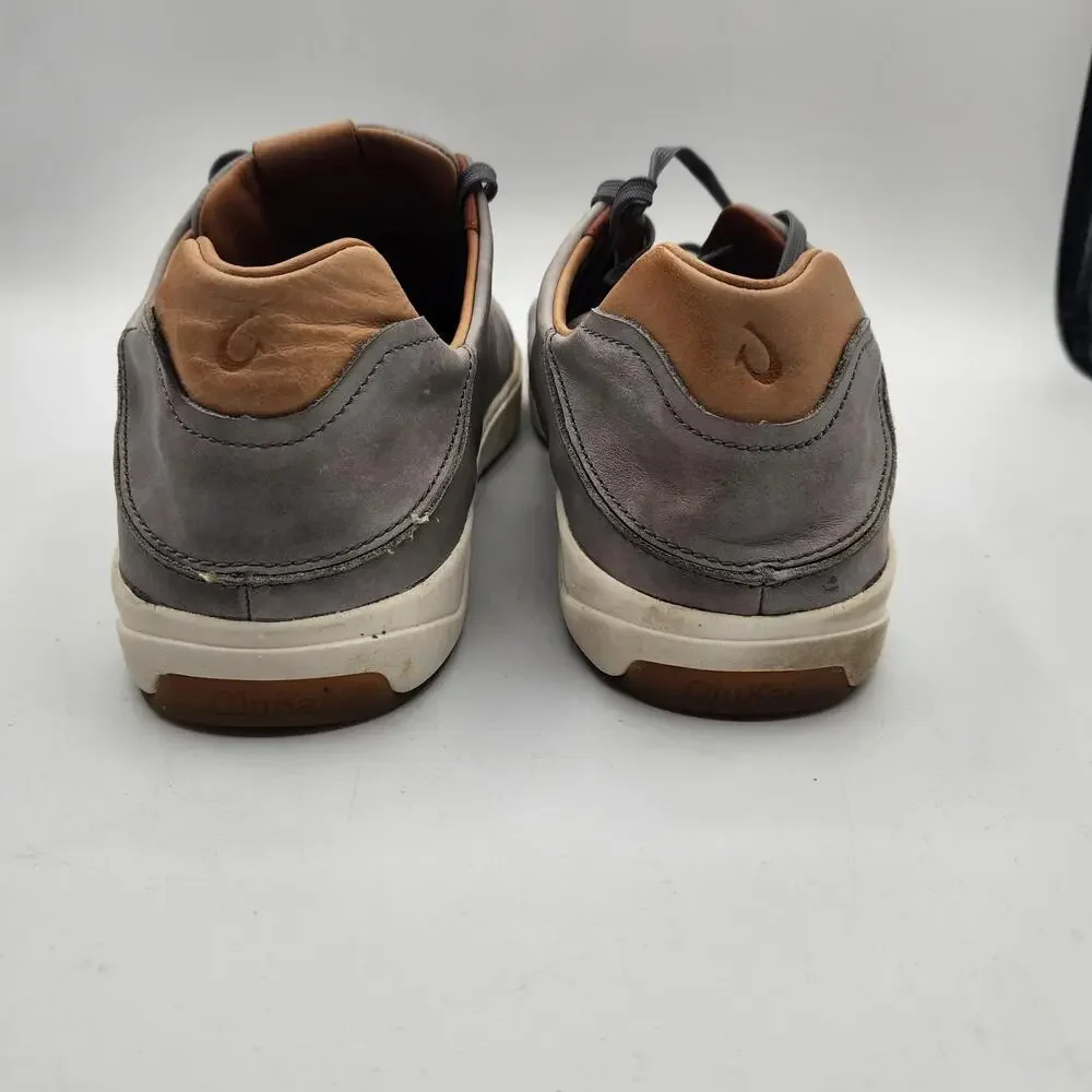 Olukai Lae‘ahi Li‘ili Leather Sneakers Gray‎ Men’s 13 Casual Comfort Shoes M13